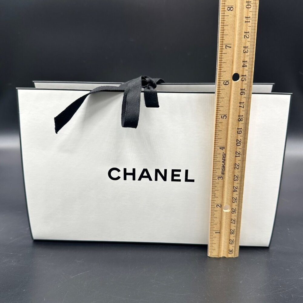 Chanel Small Luxury Gift Bag Clutch Style Bag Black Ribbon White Display - Picture 10 of 12